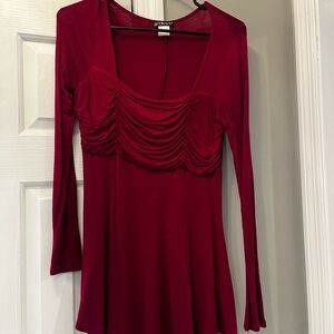 Burgundy Ruched Smock Top